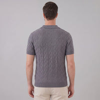Herren Strickpoloshirt Rautenmuster offener Kragen | Linus