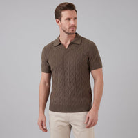Herren Strickpoloshirt Rautenmuster offener Kragen | Linus