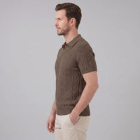 Herren Strickpoloshirt Rautenmuster offener Kragen | Linus