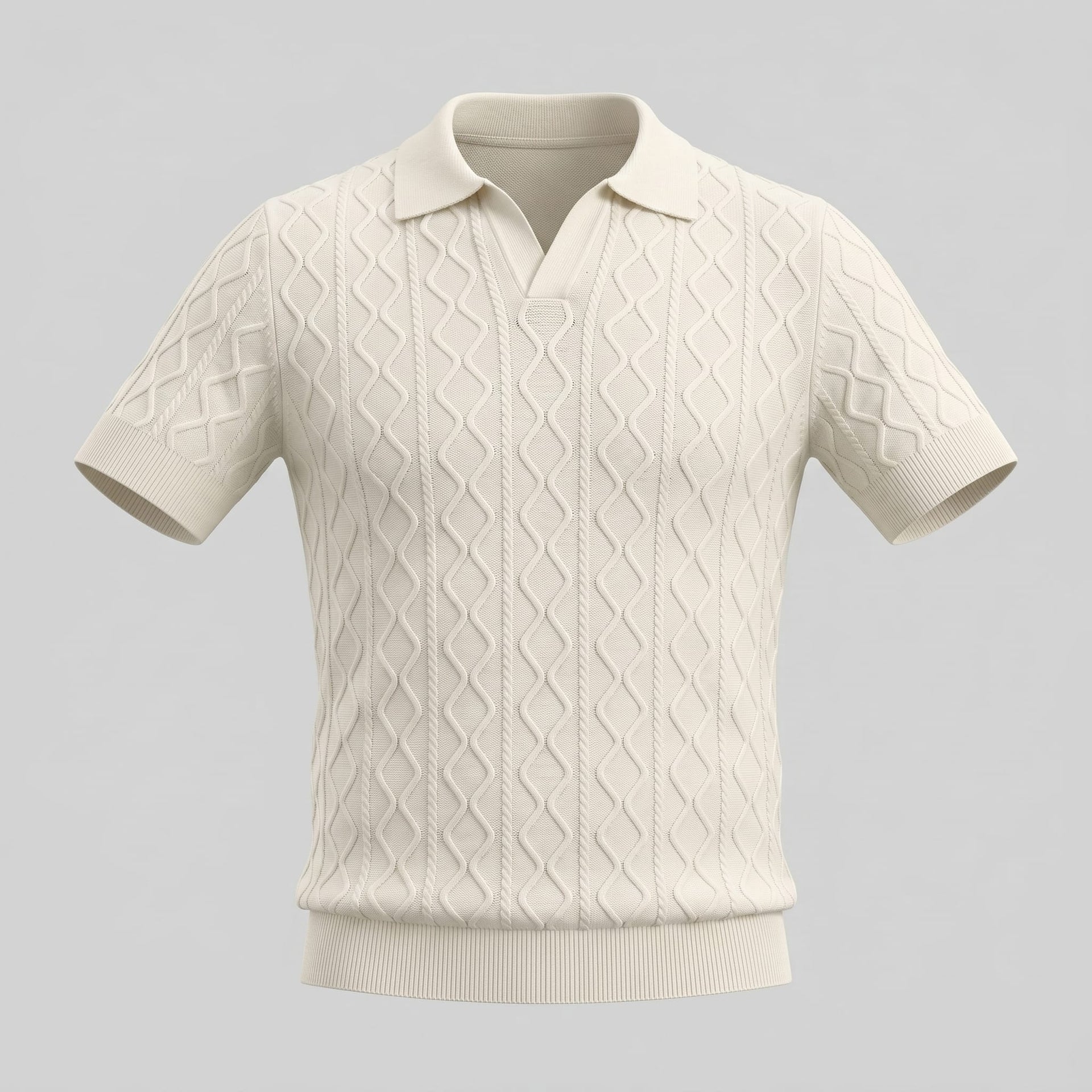 Herren Strickpoloshirt Rautenmuster offener Kragen | Linus