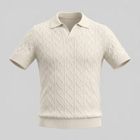 Herren Strickpoloshirt Rautenmuster offener Kragen | Linus