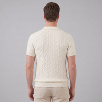 Herren Strickpoloshirt Rautenmuster offener Kragen | Linus