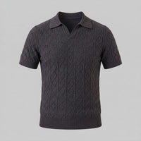Herren Strickpoloshirt Rautenmuster offener Kragen | Linus