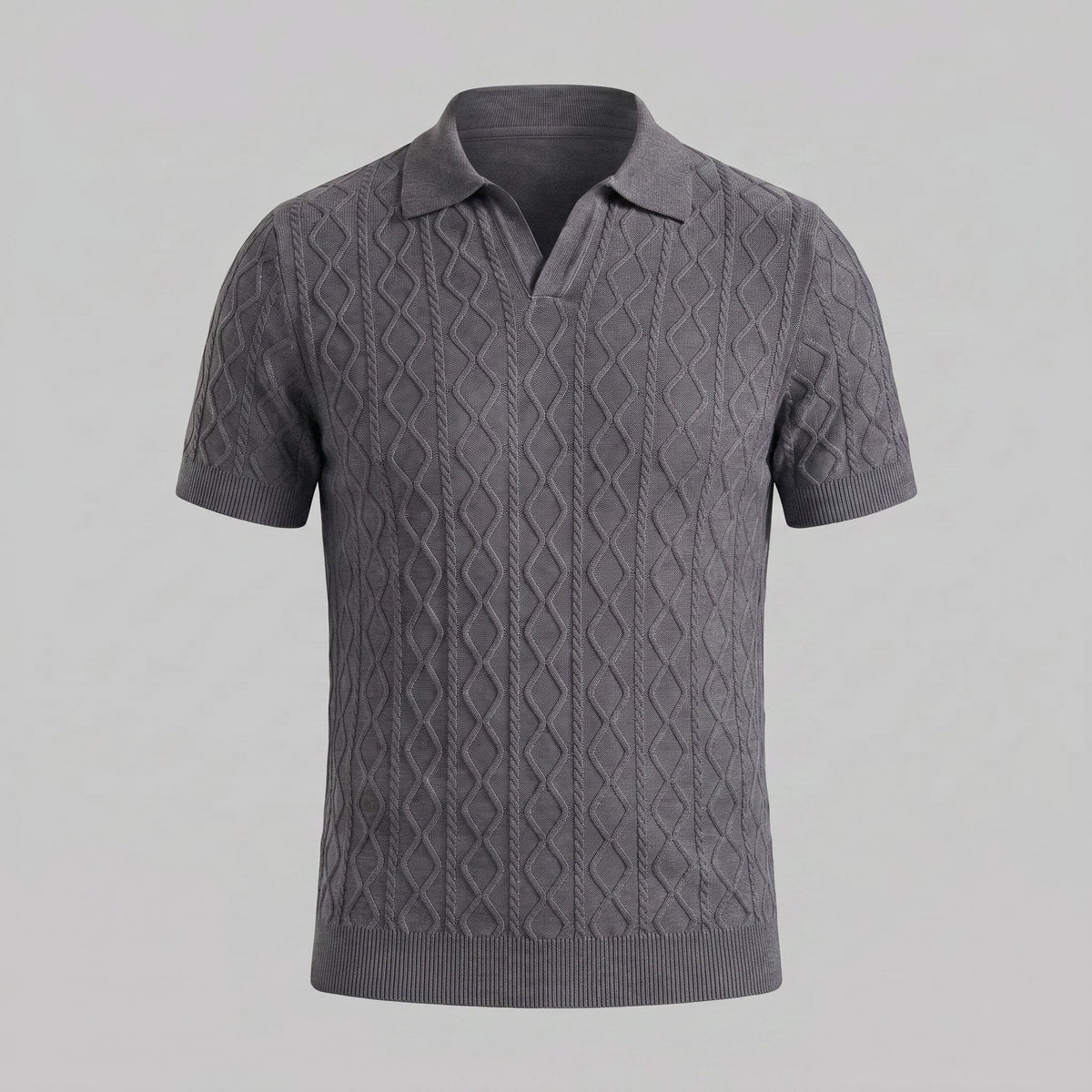 Herren Strickpoloshirt Rautenstruktur mit Reverskragen | Engelbert_14