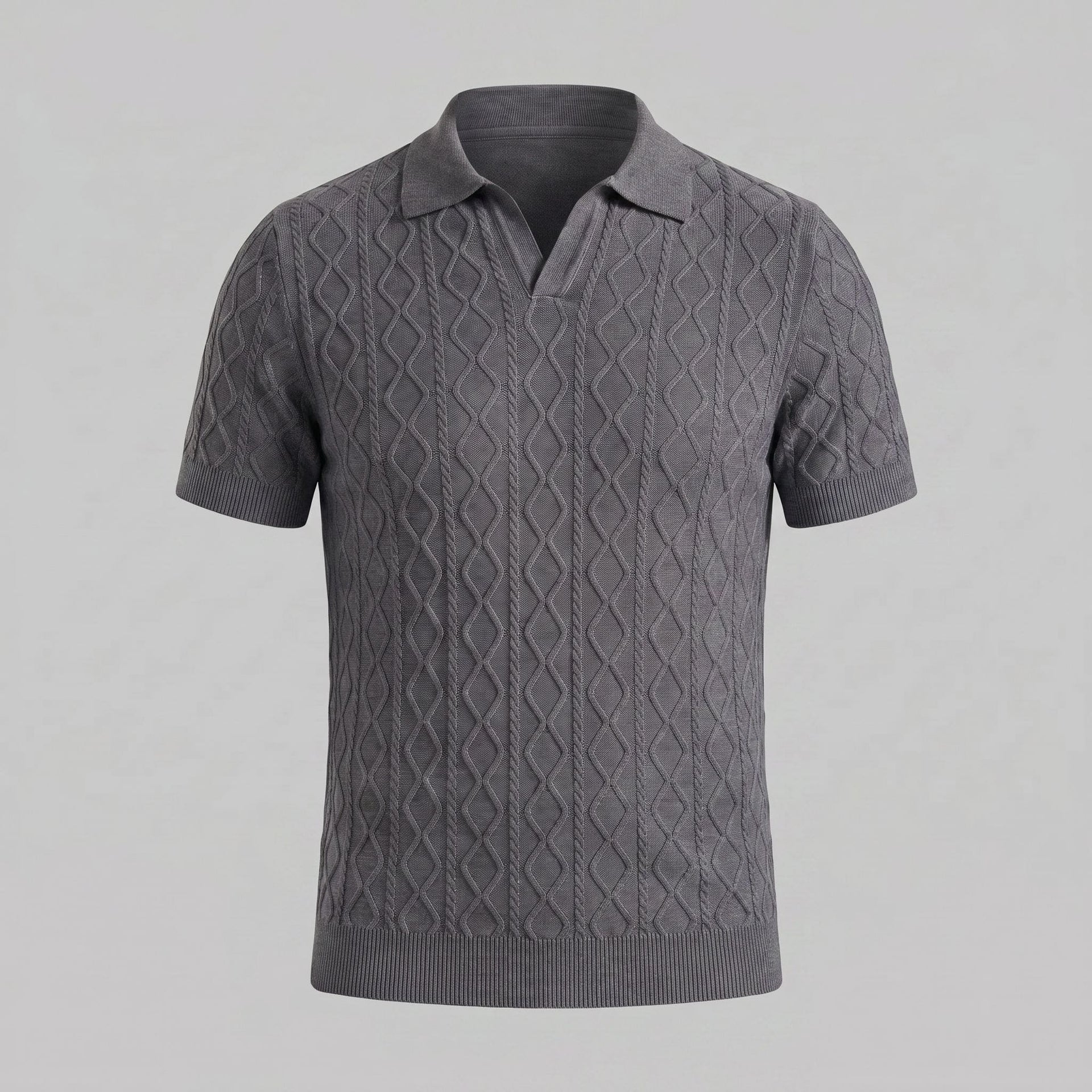 Herren Strickpoloshirt Rautenstruktur mit Reverskragen | Engelbert