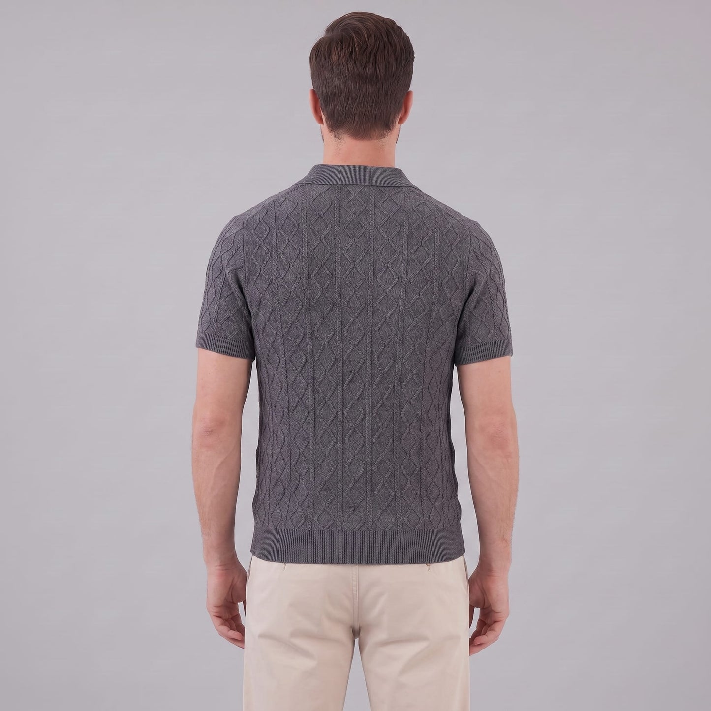 Herren Strickpoloshirt Rautenstruktur mit Reverskragen | Engelbert_15