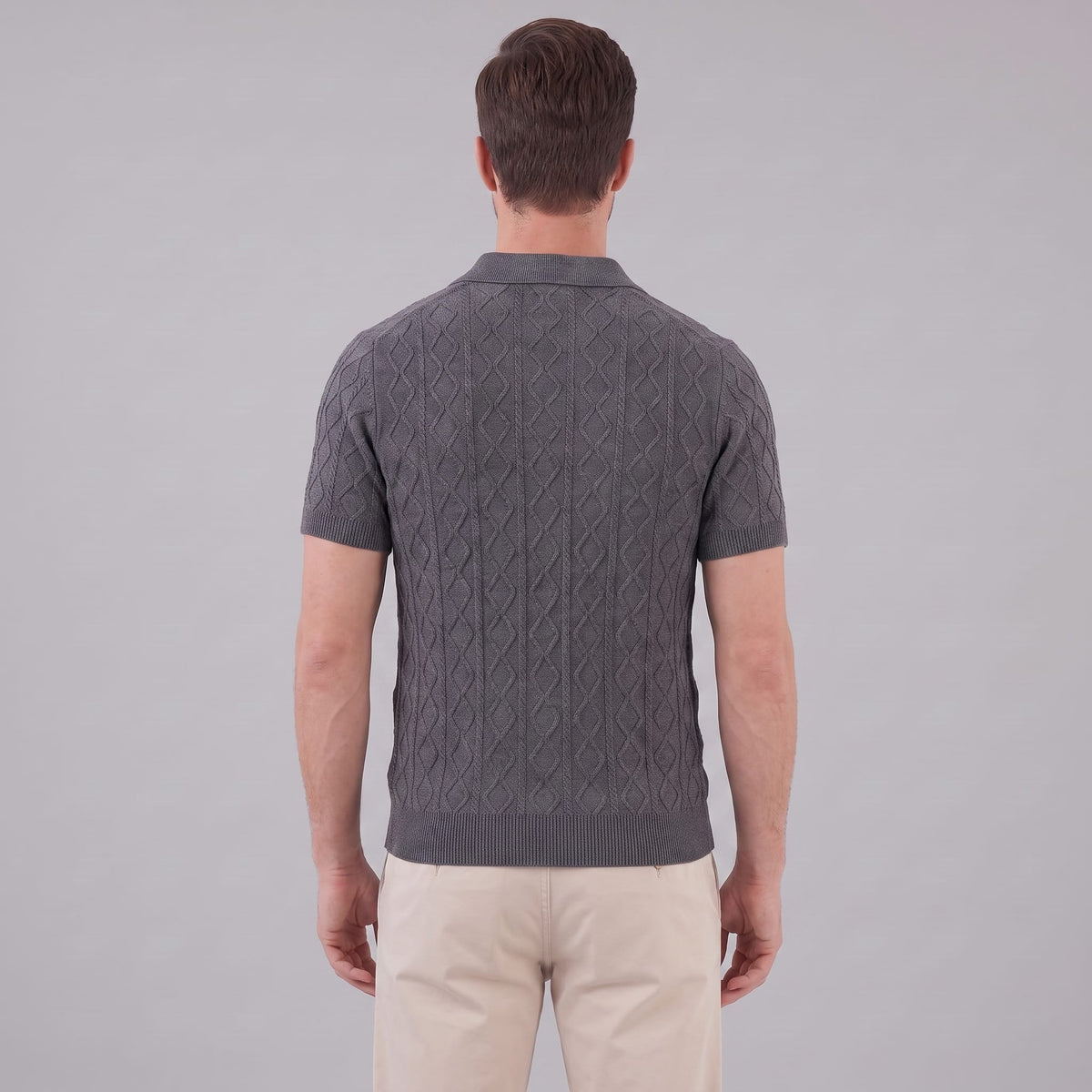 Herren Strickpoloshirt Rautenstruktur mit Reverskragen | Engelbert