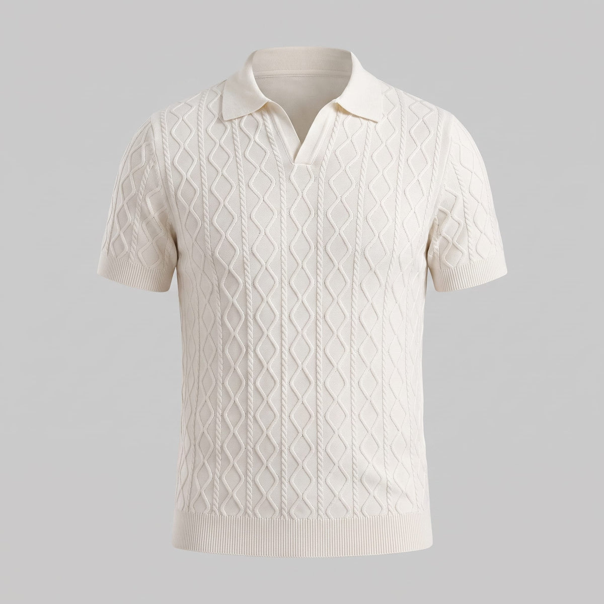 Herren Strickpoloshirt Rautenstruktur mit Reverskragen | Engelbert_2