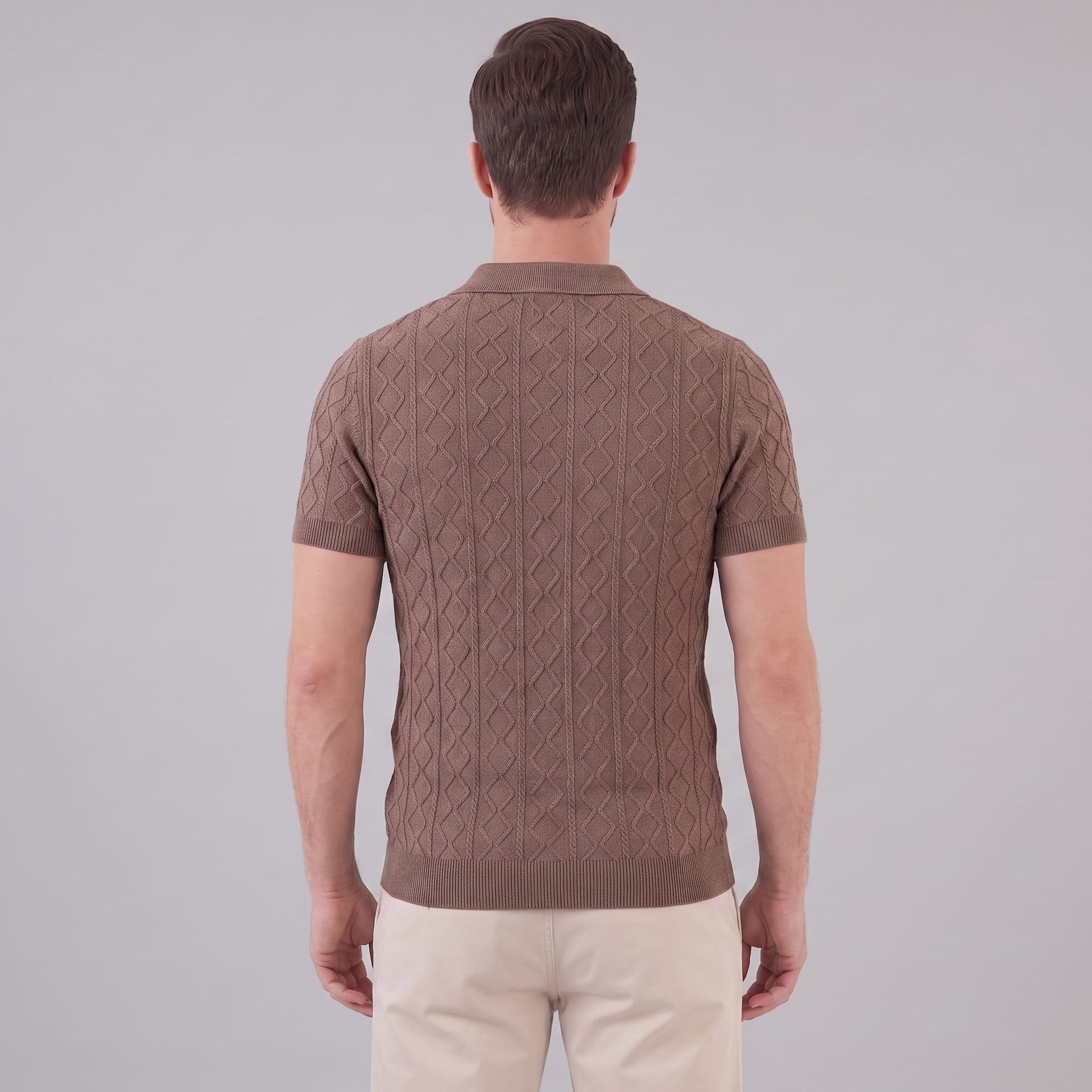 Herren Strickpoloshirt Rautenstruktur mit Reverskragen | Engelbert