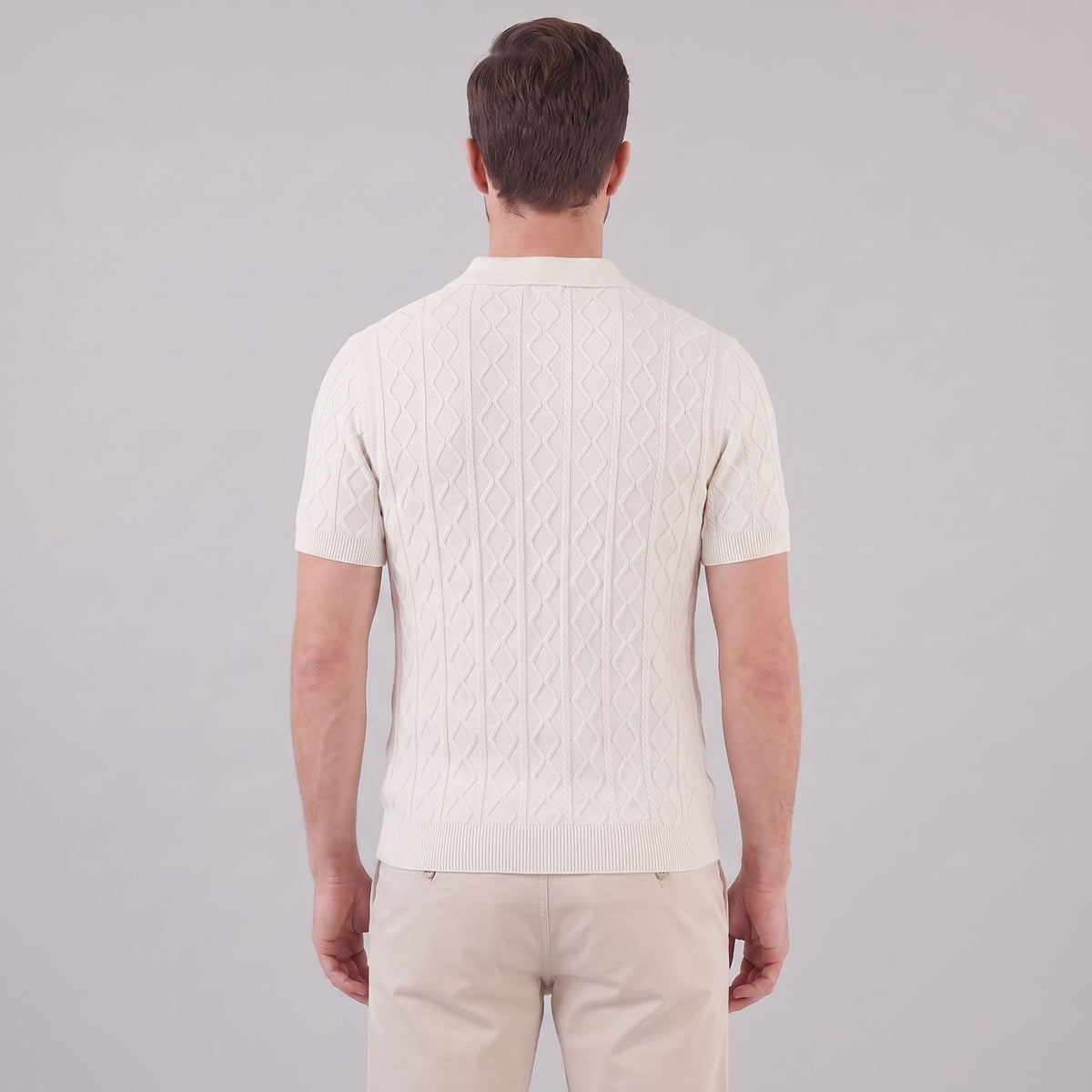 Herren Strickpoloshirt Rautenstruktur mit Reverskragen | Engelbert_3