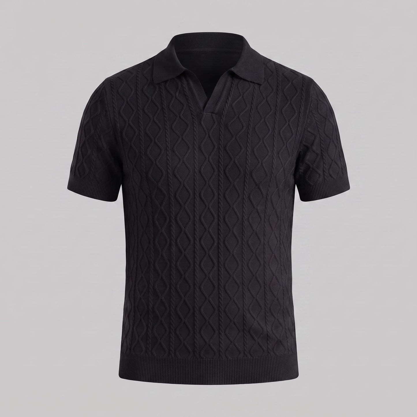 Herren Strickpoloshirt Rautenstruktur mit Reverskragen | Engelbert_8