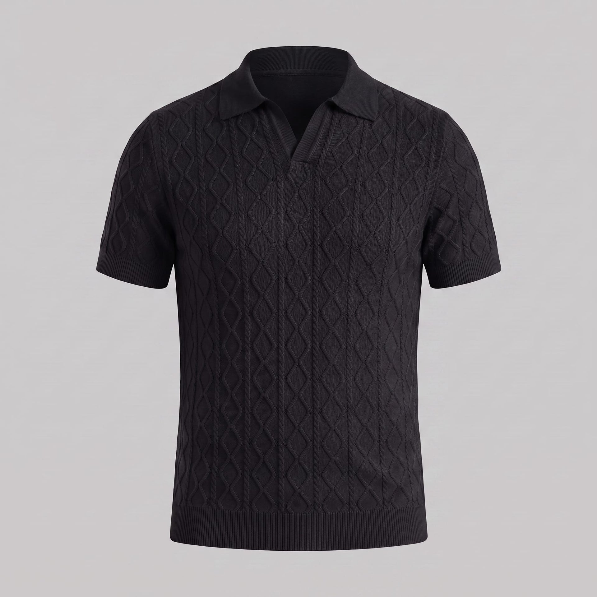Herren Strickpoloshirt Rautenstruktur mit Reverskragen | Engelbert