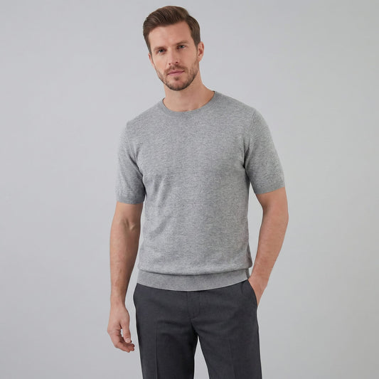 Herren Strickshirt Kurzarm mit Rundhalsausschnitt | Gregor_1