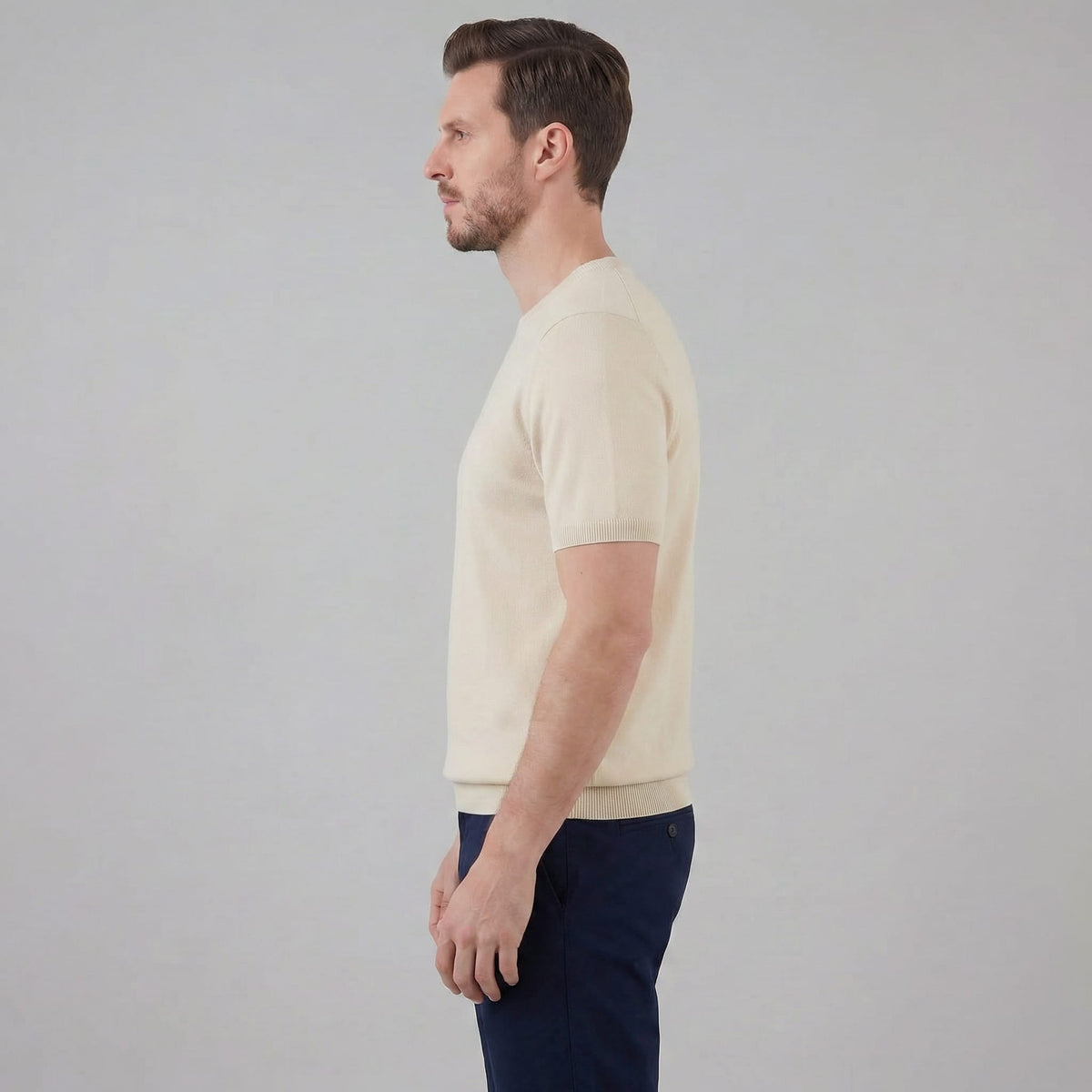 Herren Strickshirt Kurzarm mit Rundhalsausschnitt | Gregor_12