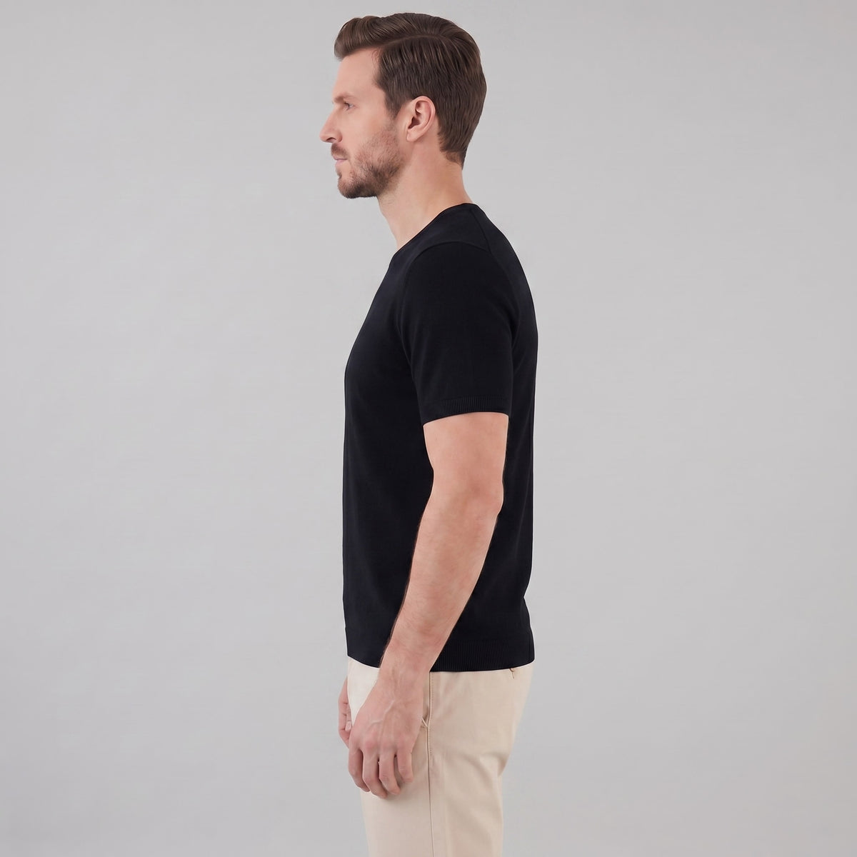 Herren Strickshirt Kurzarm mit Rundhalsausschnitt | Gregor