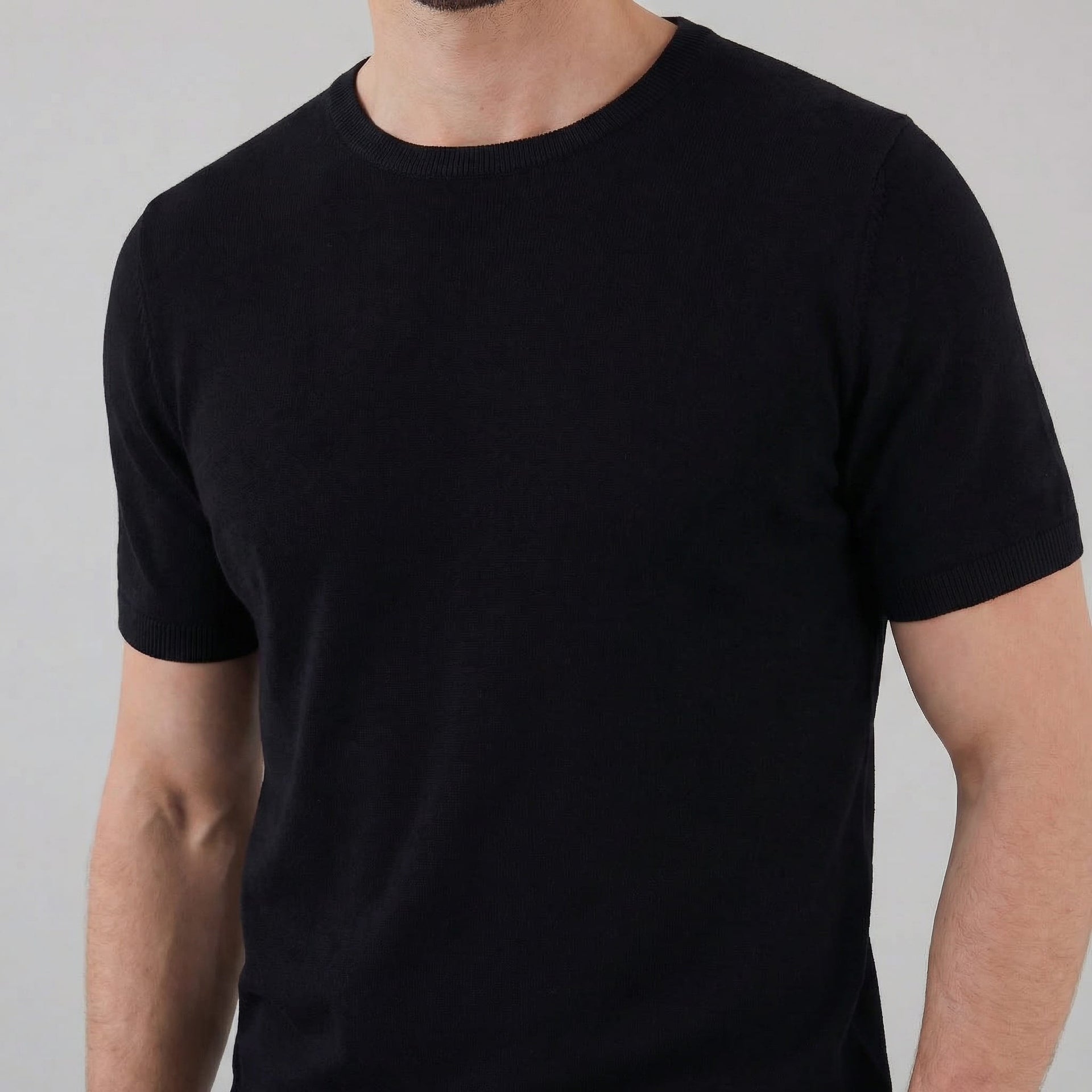 Herren Strickshirt Kurzarm mit Rundhalsausschnitt | Gregor
