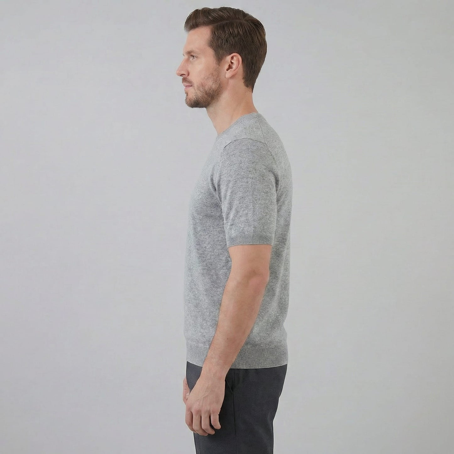 Herren Strickshirt Kurzarm mit Rundhalsausschnitt | Gregor_2