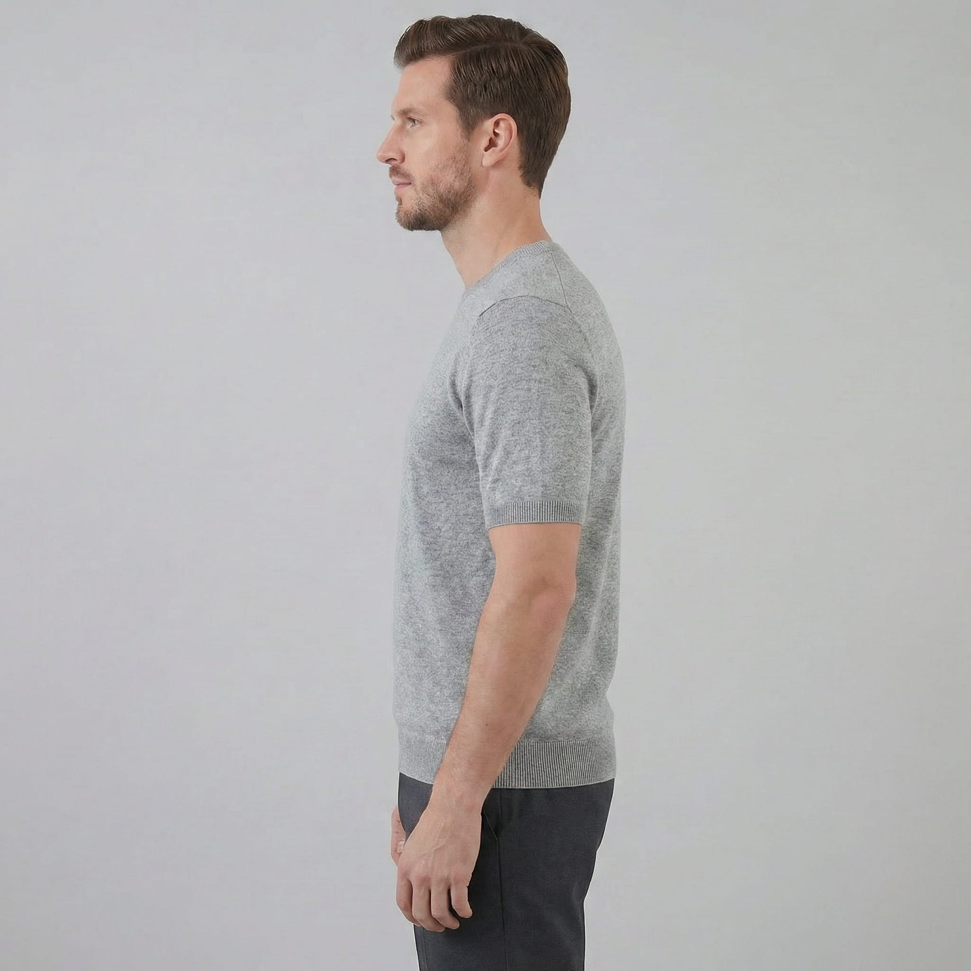 Herren Strickshirt Kurzarm mit Rundhalsausschnitt | Gregor