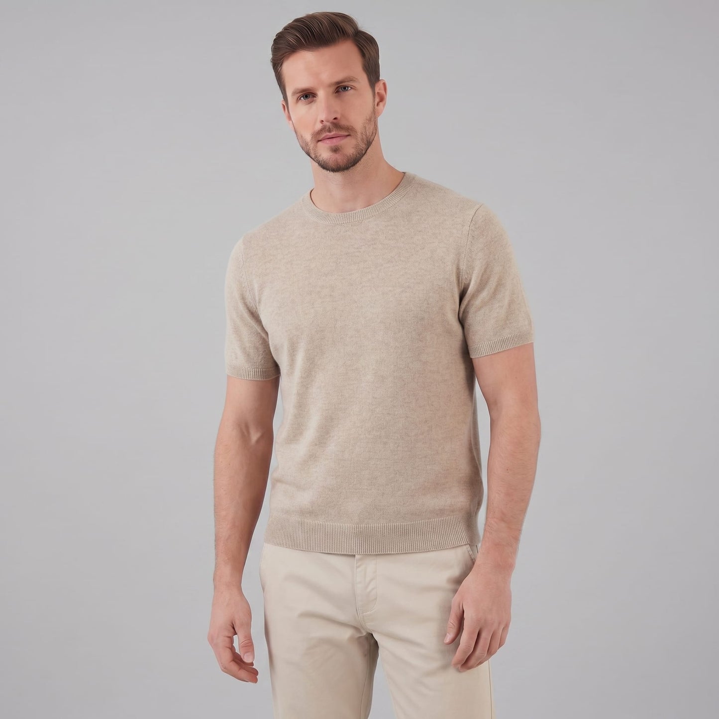 Herren Strickshirt Kurzarm mit Rundhalsausschnitt | Gregor_25