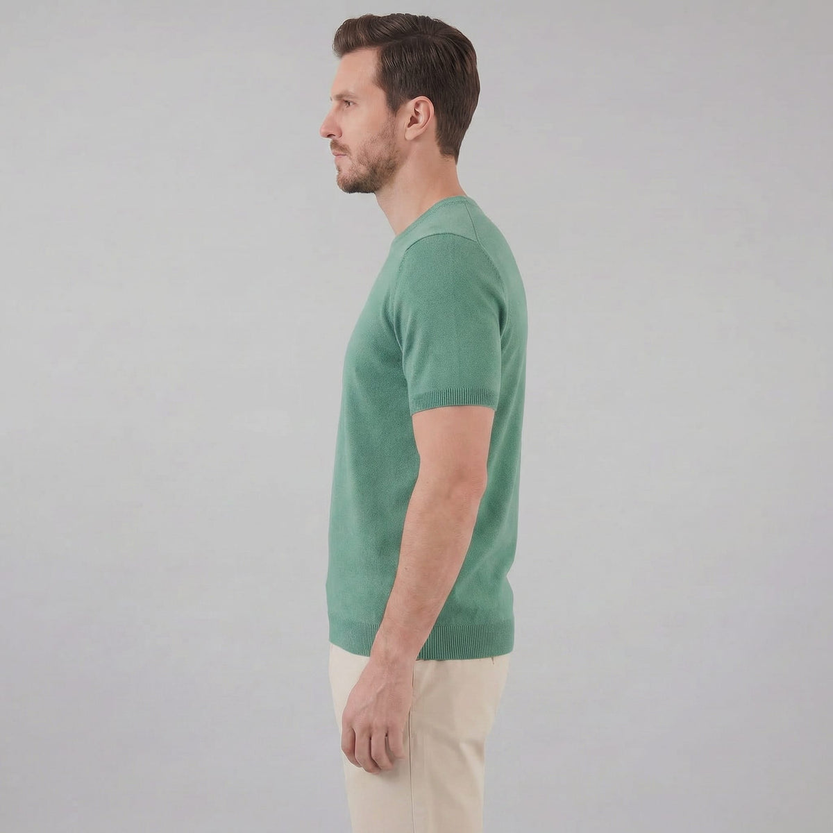 Herren Strickshirt Kurzarm mit Rundhalsausschnitt | Gregor_7