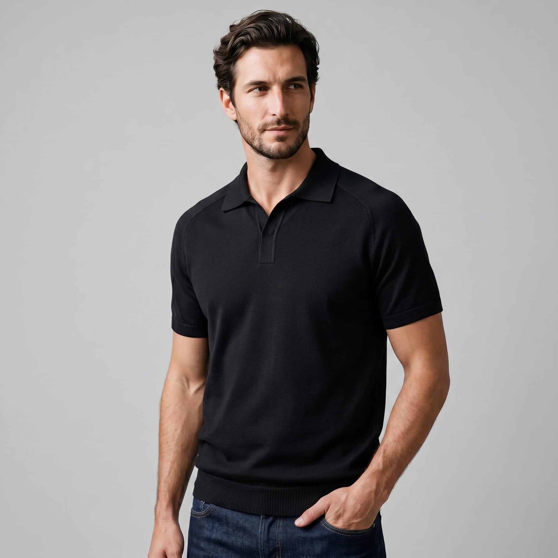 Herren Feinstrickpoloshirt mit offenem Kragen | Lorenz