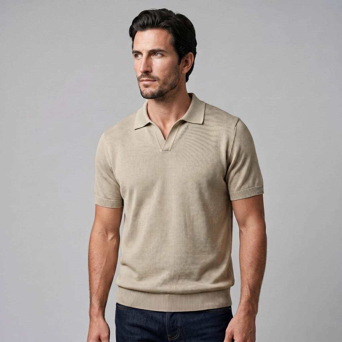 Herren Feinstrickpoloshirt mit offenem Kragen | Lorenz_7