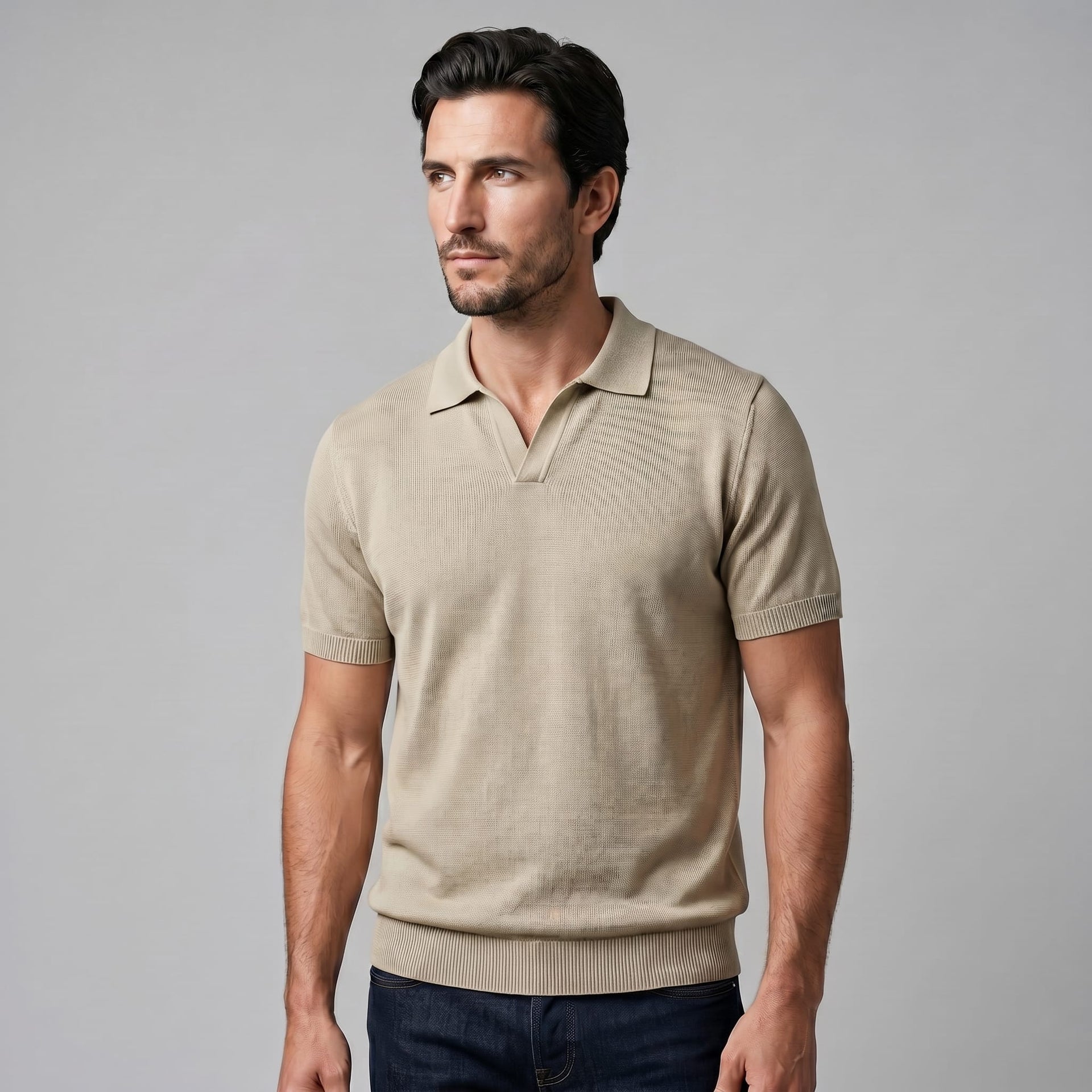 Herren Feinstrickpoloshirt mit offenem Kragen | Lorenz