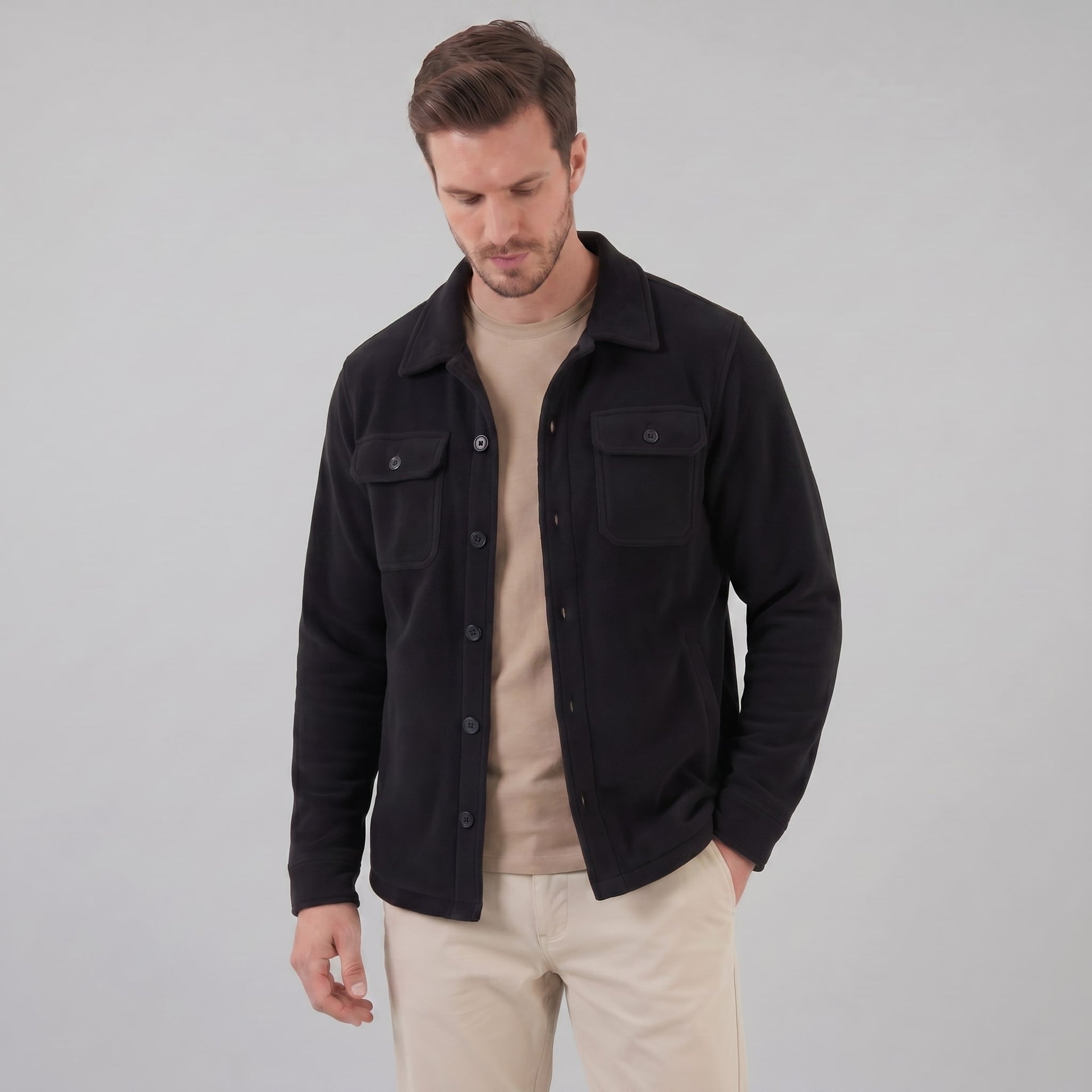 Herren Fleecejacke mit Hemdkragen | Ehrenfried