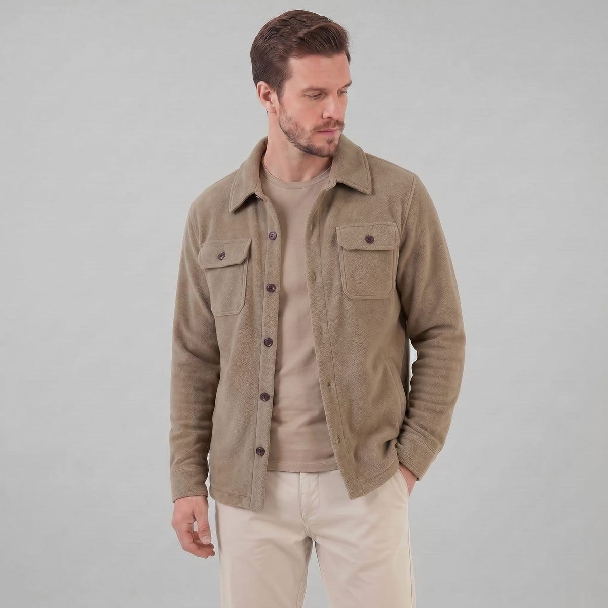 Herren Fleecejacke mit Hemdkragen | Ehrenfried_32