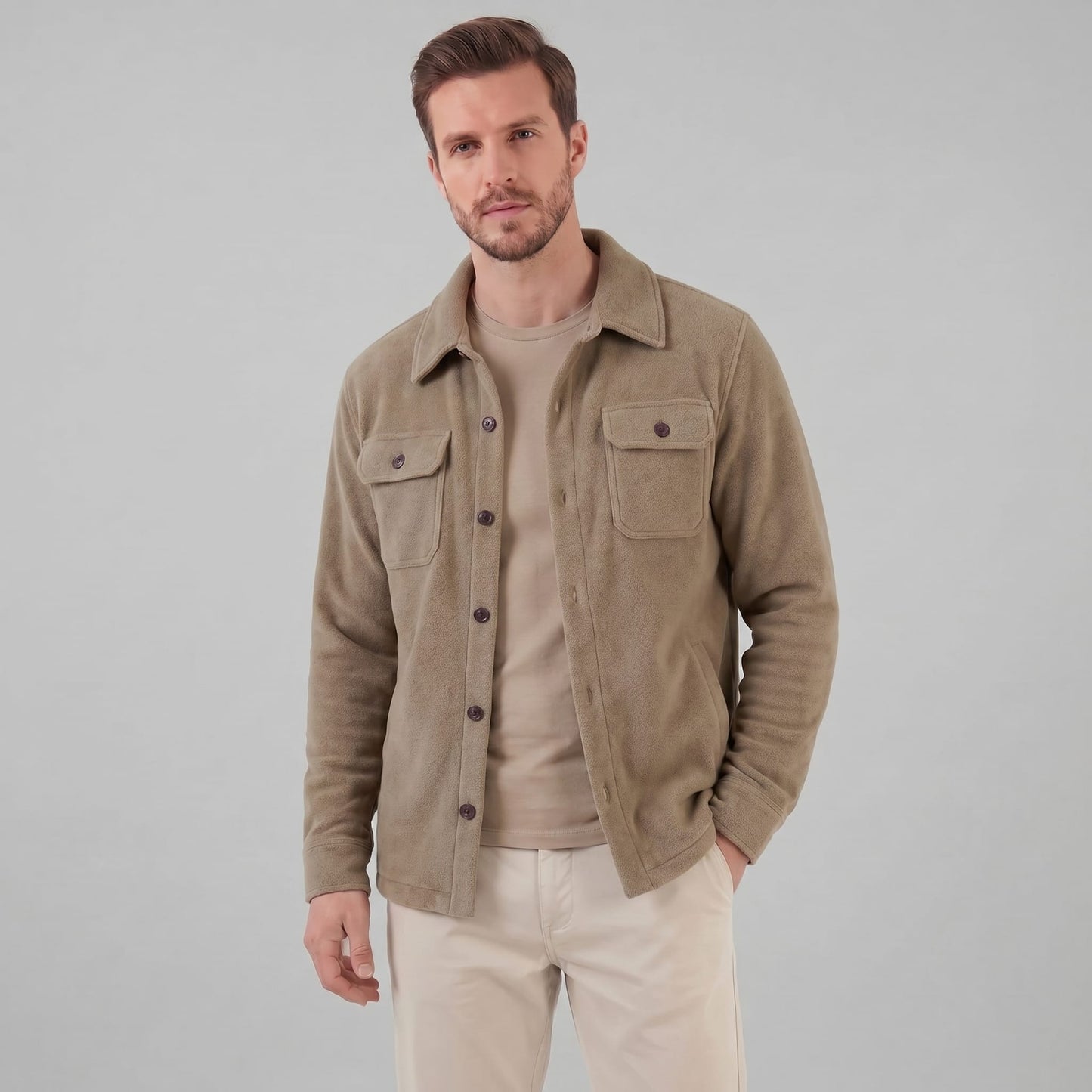 Herren Fleecejacke mit Hemdkragen | Ehrenfried_33
