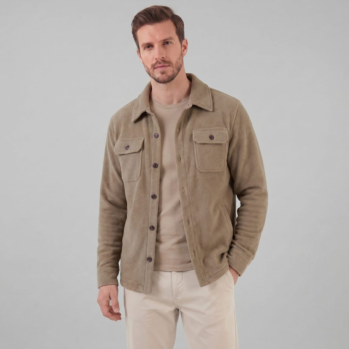 Herren Fleecejacke mit Hemdkragen | Ehrenfried