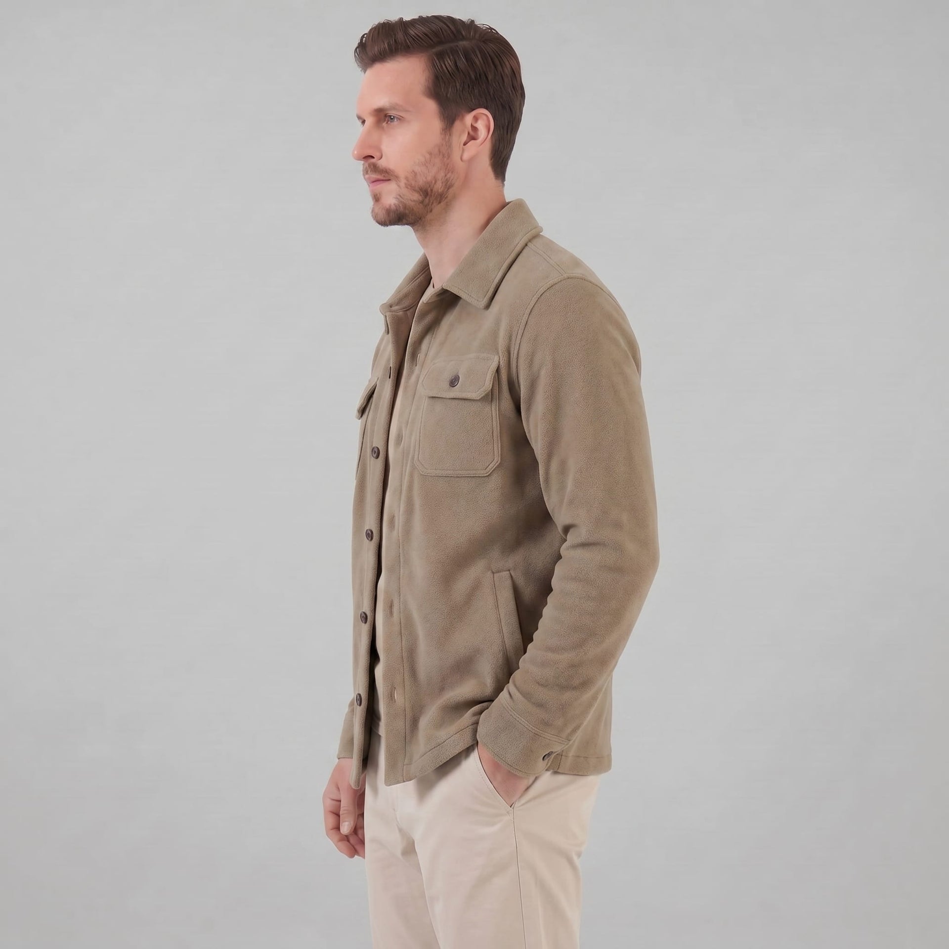 Herren Fleecejacke mit Hemdkragen | Ehrenfried