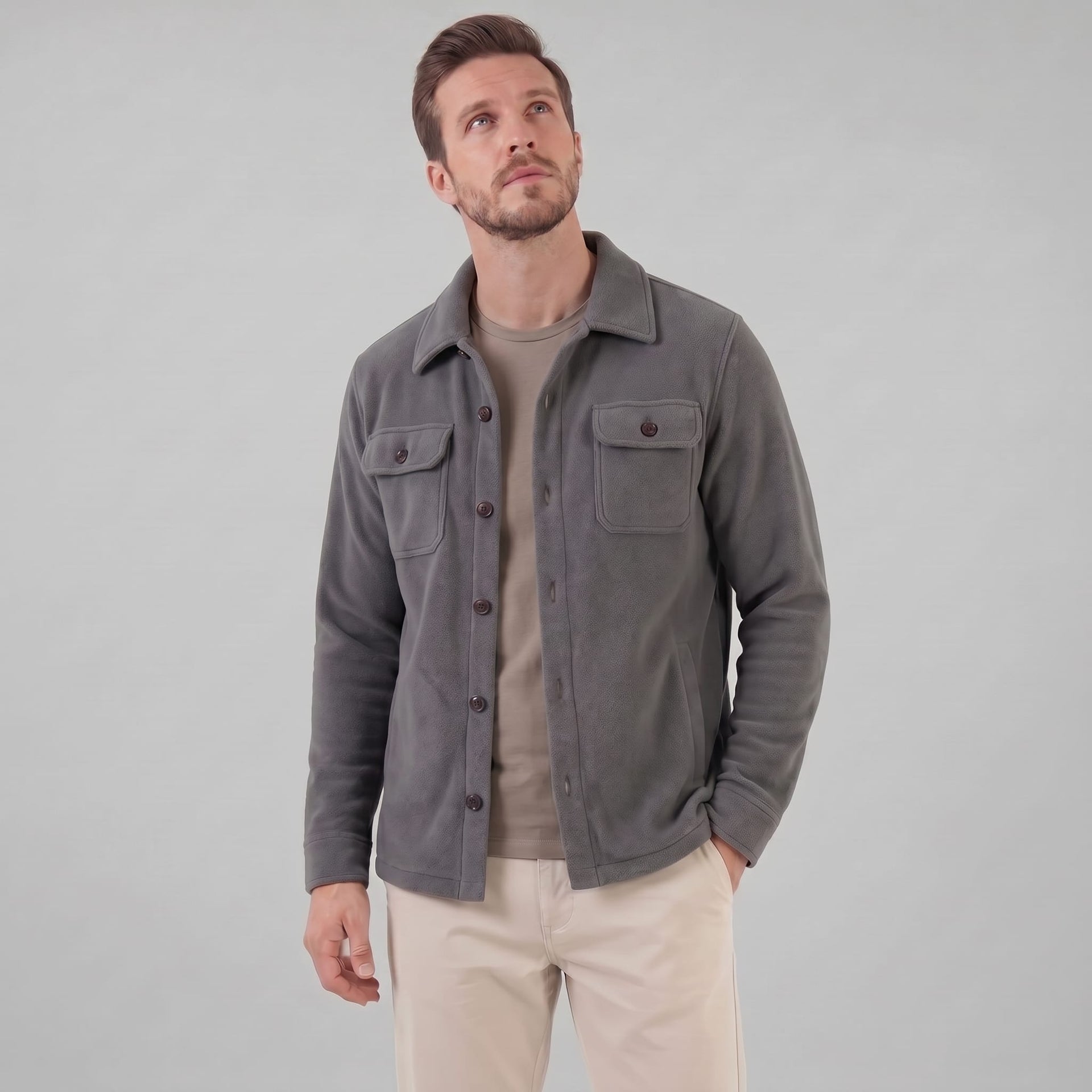 Herren Fleecejacke mit Hemdkragen | Ehrenfried