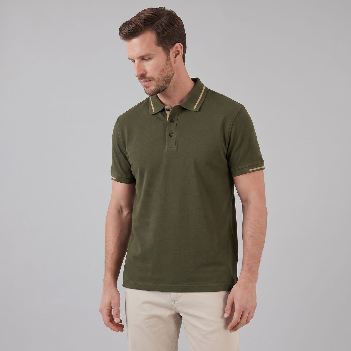 Herren Poloshirt Piqué mit Kontraststreifen | Erk_1