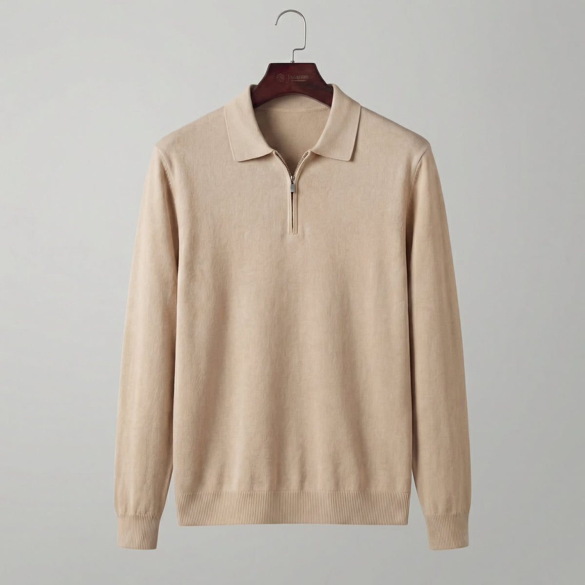 Herren Strickpoloshirt Langarm mit Reißverschluss | Ulrich