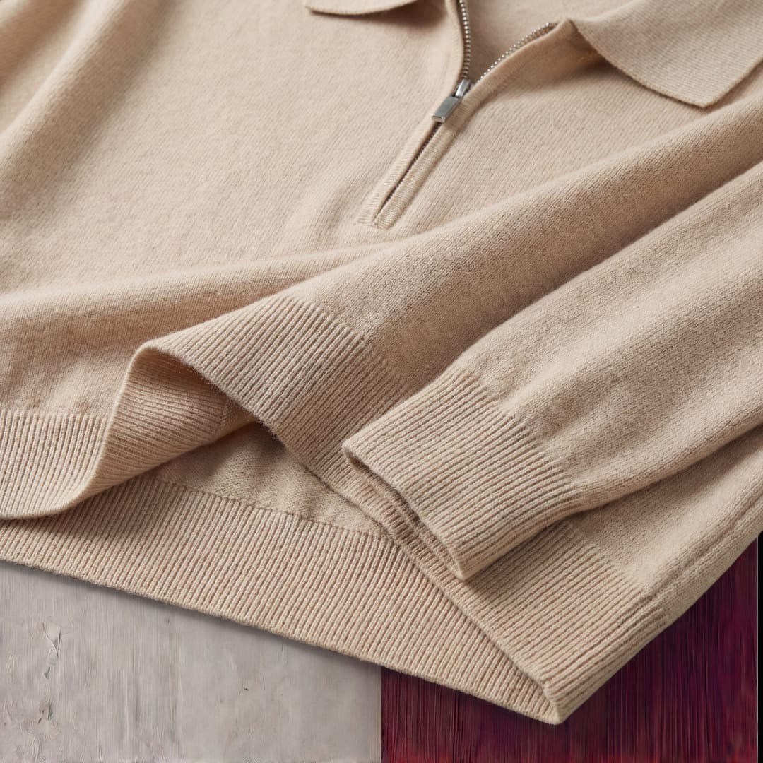 Herren Strickpoloshirt Langarm mit Reißverschluss | Ulrich