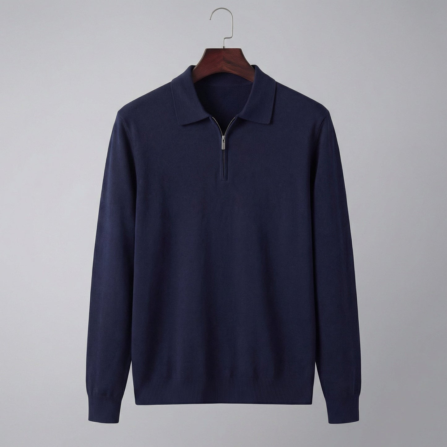 Herren Strickpoloshirt Langarm mit Reißverschluss | Ulrich_7
