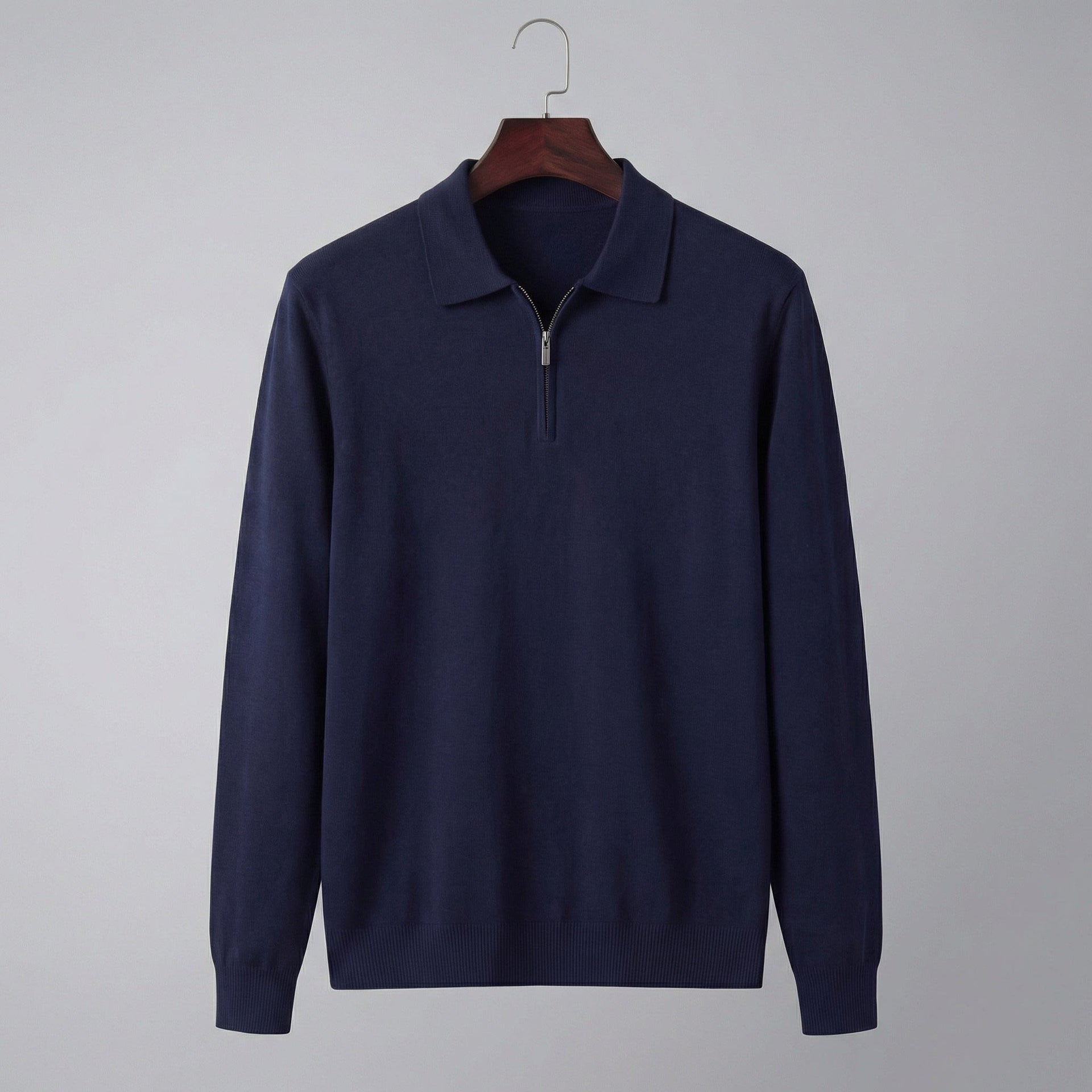 Herren Strickpoloshirt Langarm mit Reißverschluss | Ulrich