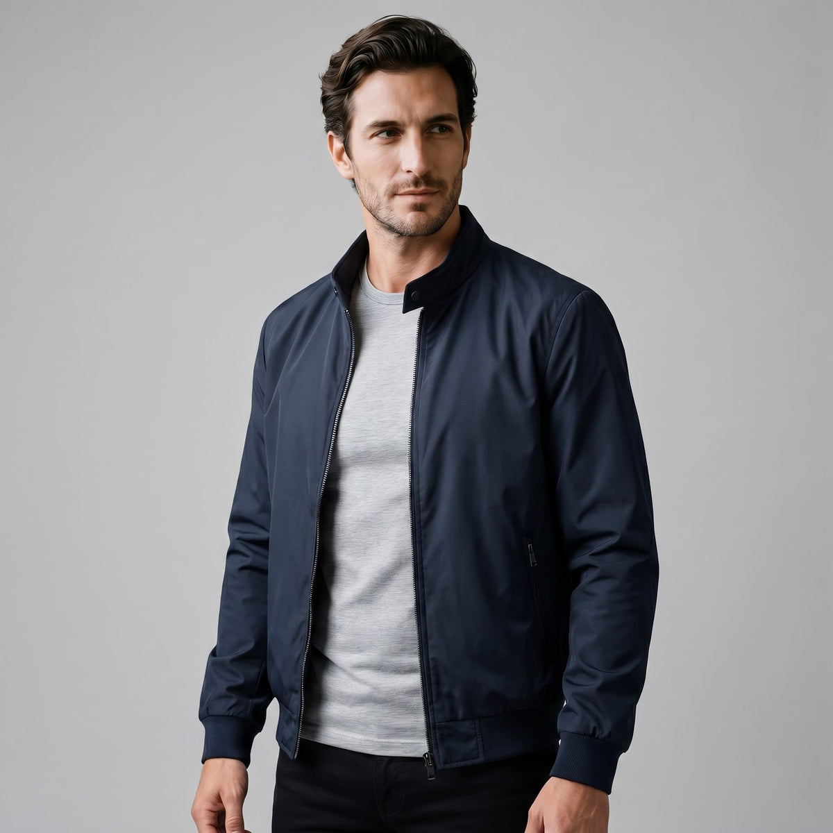 Herren Bomberjacke Slim Fit mit Stehkragen | Eilert