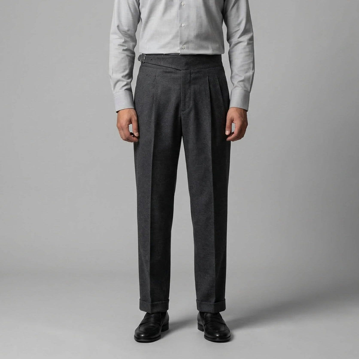 Herren Bundfaltenhose mit hohem Bund knitterarm | Werner_1