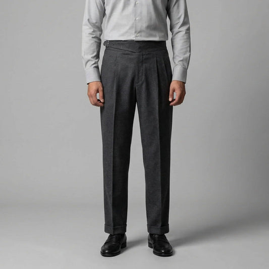 Herren Bundfaltenhose mit hohem Bund knitterarm | Werner_1