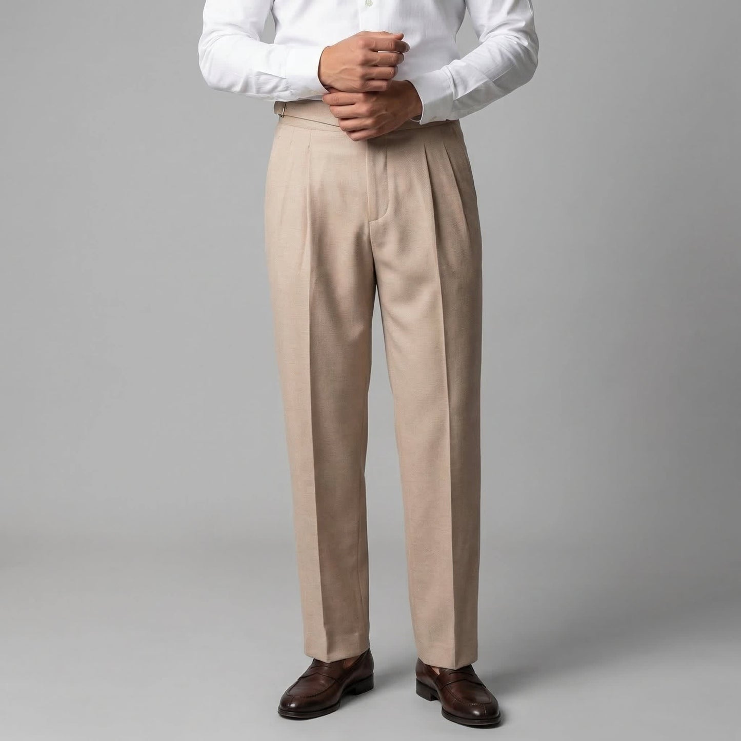 Herren Bundfaltenhose mit hohem Bund knitterarm | Werner_4