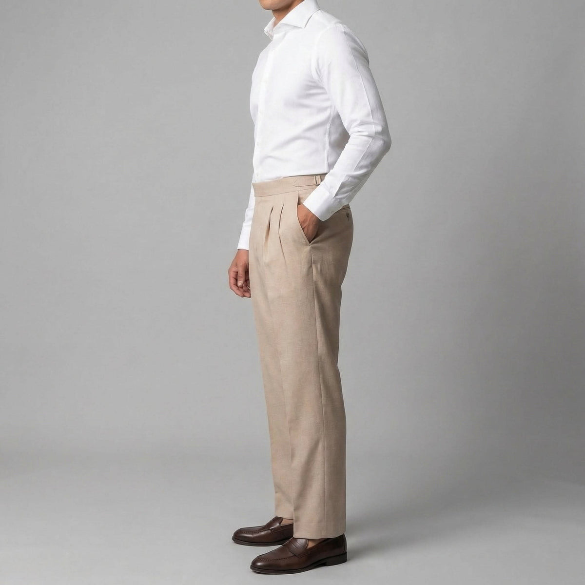 Herren Bundfaltenhose mit hohem Bund knitterarm | Werner_6