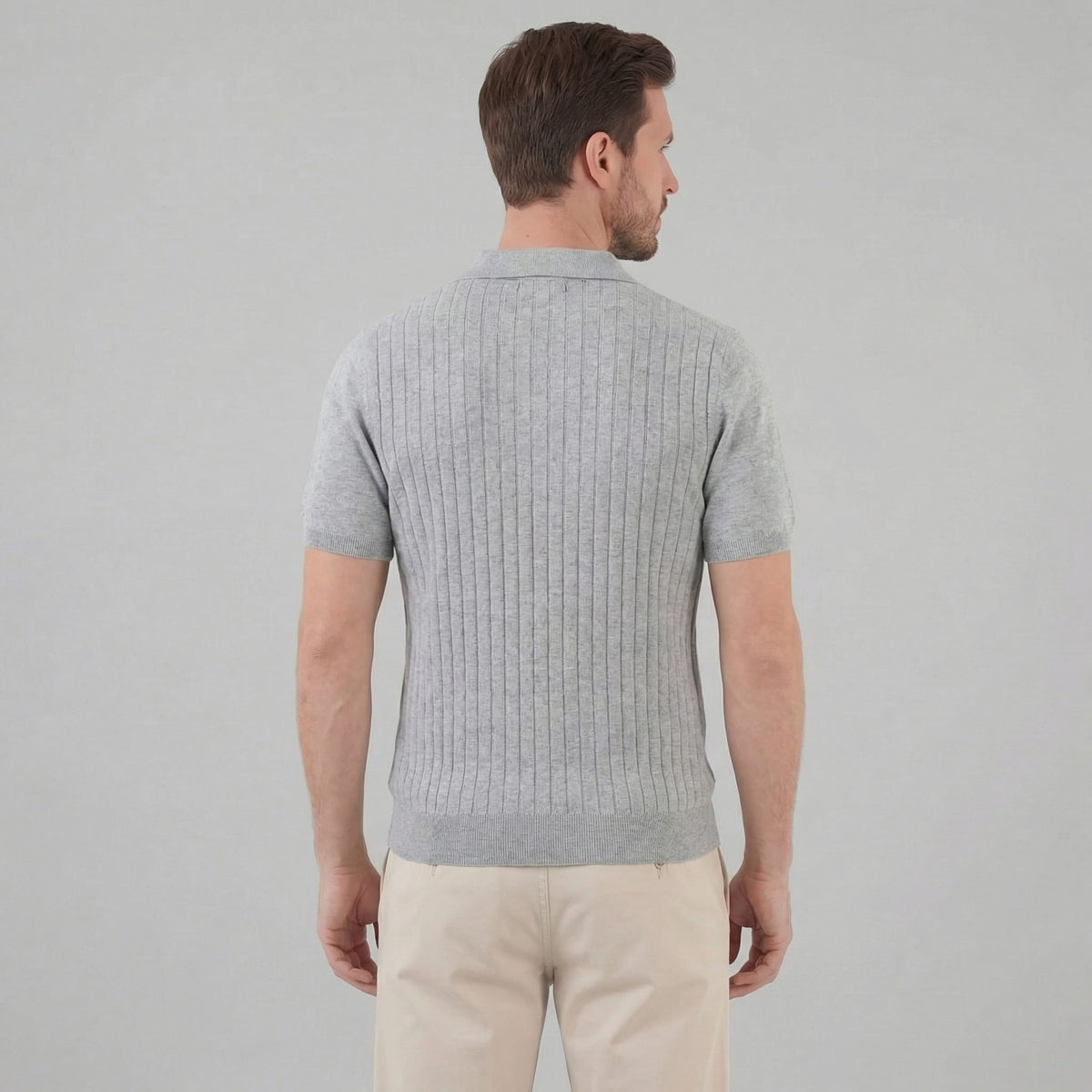 Herren Strickpolo mit Streifenstruktur | Folke