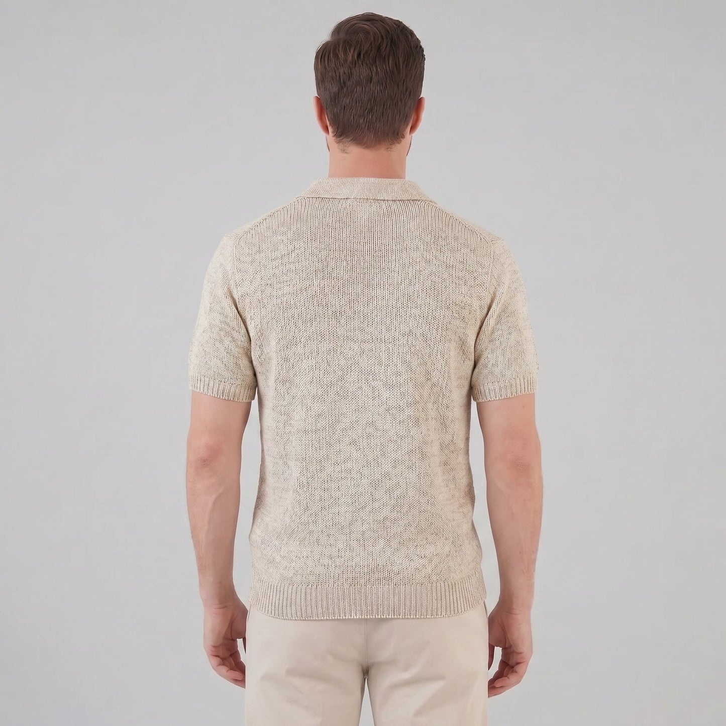 Herren Strickpoloshirt mit offenem Kragen | Silvan_3
