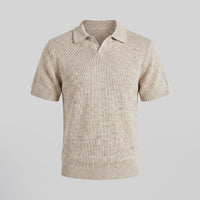Herren Strickpoloshirt mit offenem Kragen | Silvan