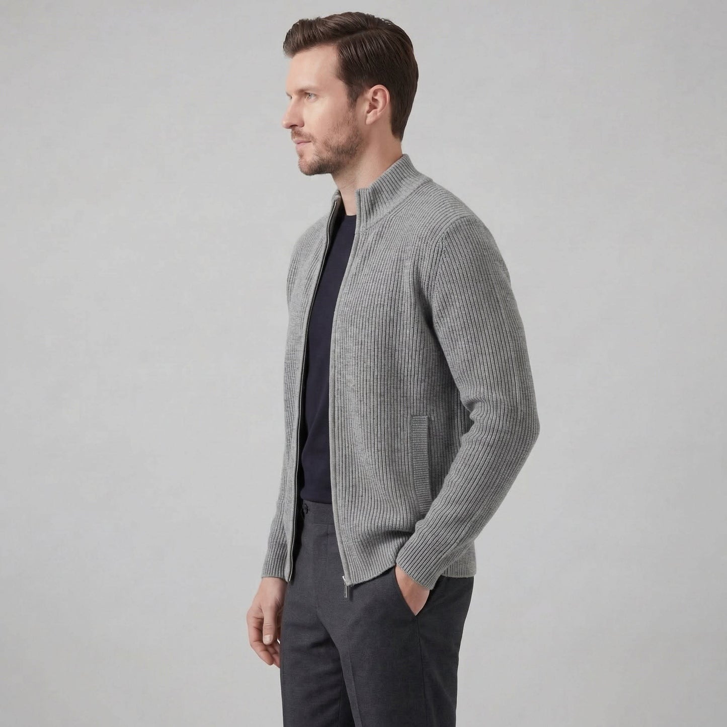 Herren Strickjacke mit Stehkragen | Siegfried_12