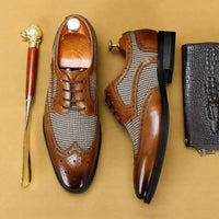 Herren Lederschuhe mit Lochmuster und Stoffeinsatz | Erik