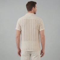 Herren Strickhemd Lochmuster mit Kubakragen | Gustav