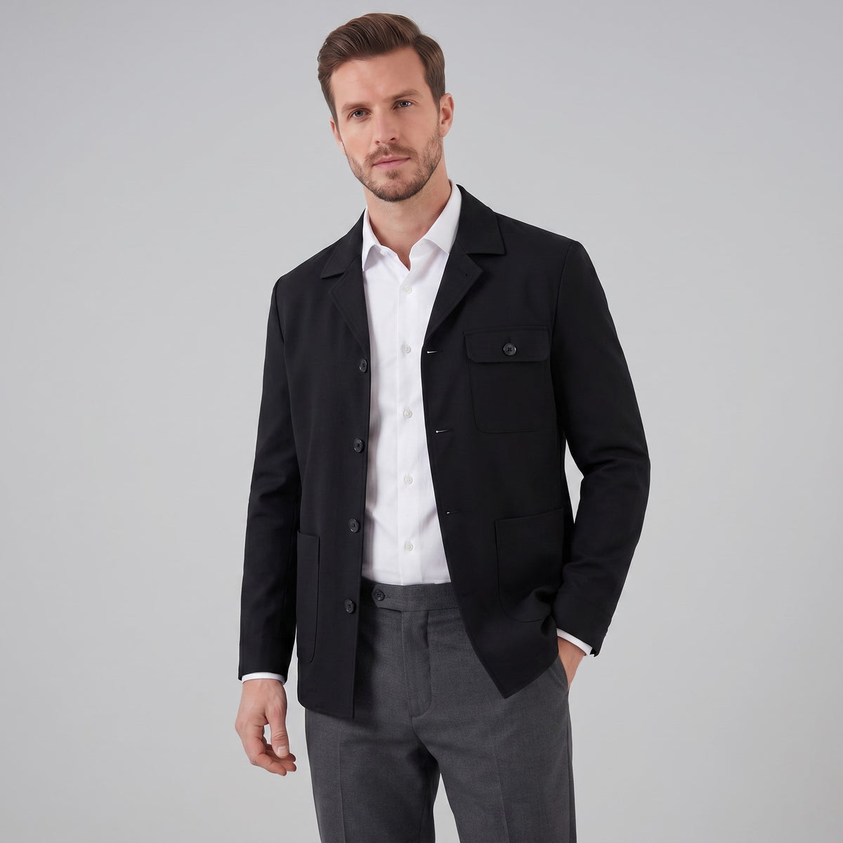 Herren Leinenjacke mit Reverskragen | Udo_1